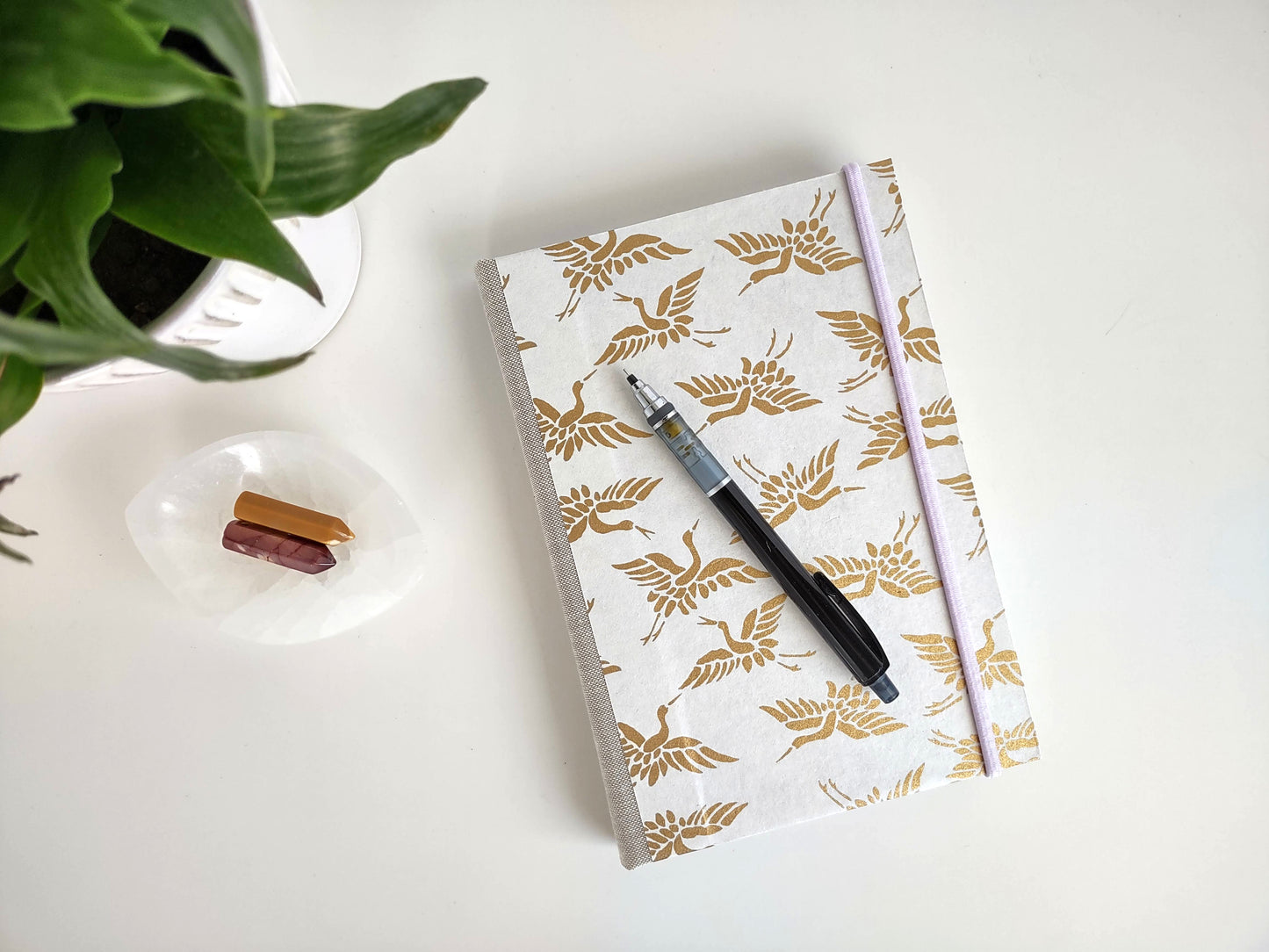 White Crane Reusable Journal with Insert