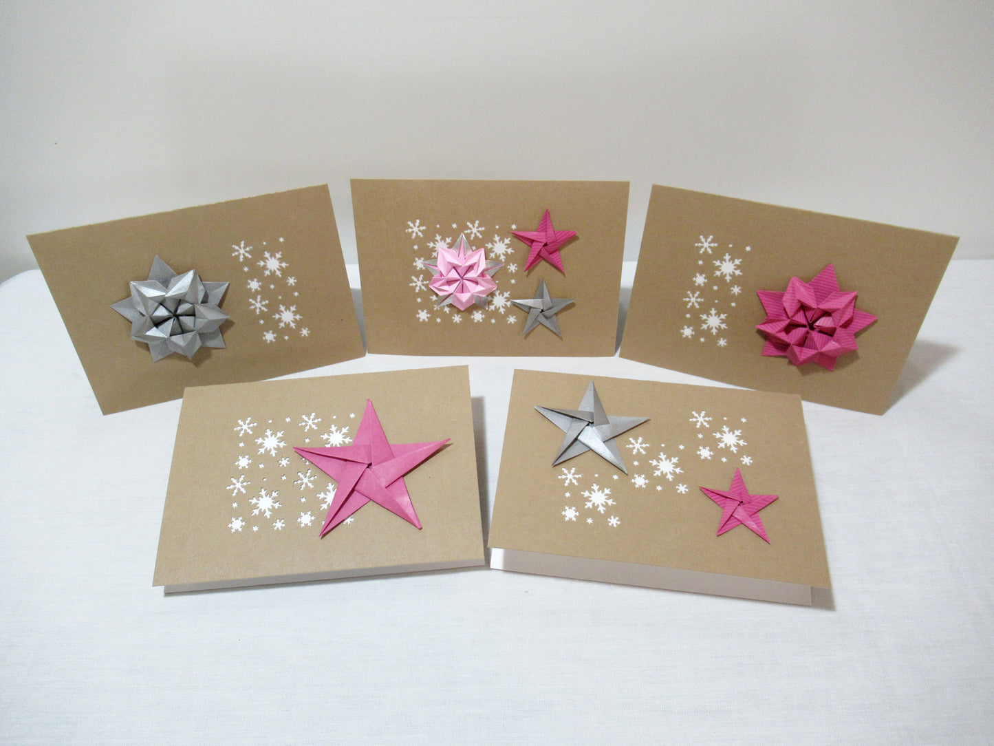 Premium Star and Snow Holiday Cards (Set of 5)