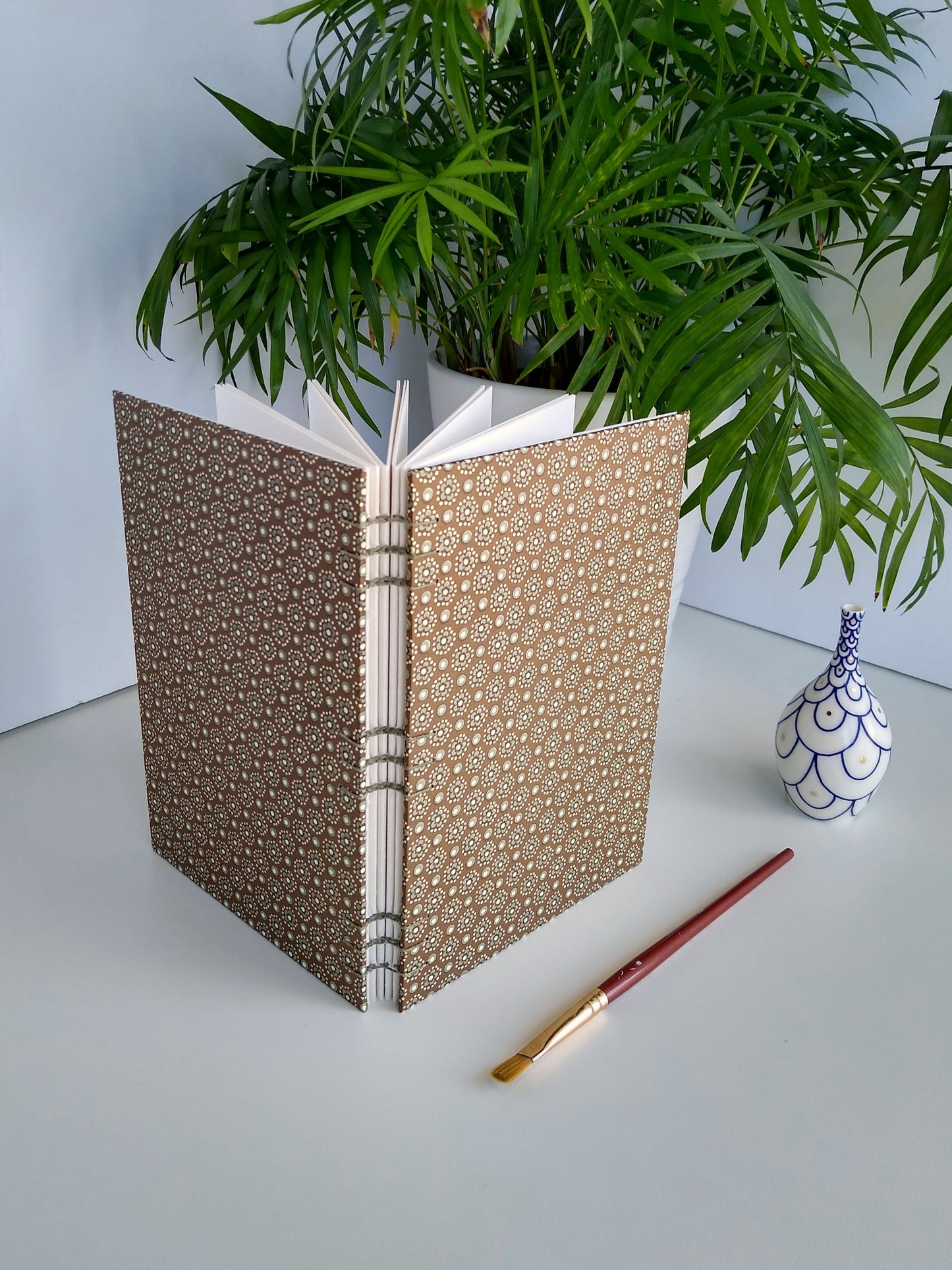 Mini Brown Flower Watercolor Journal