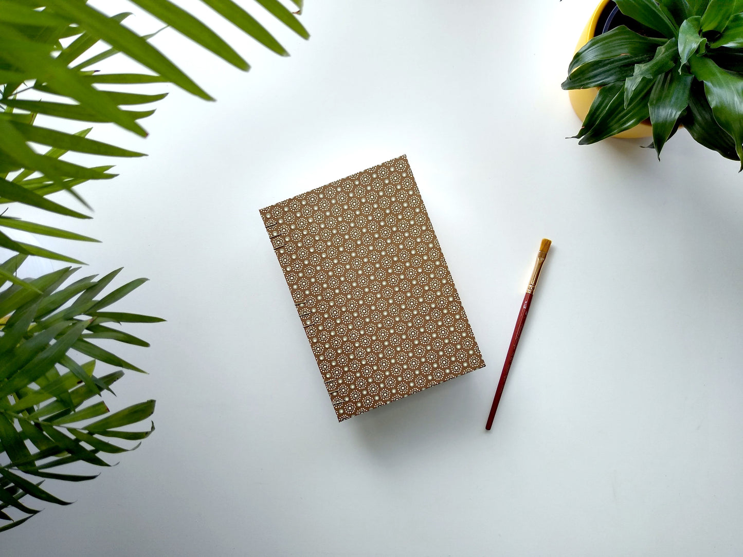 Mini Brown Flower Watercolor Journal