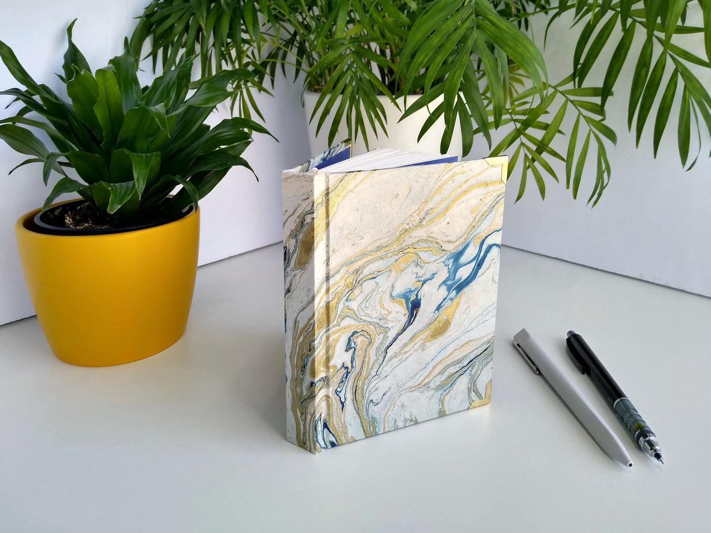 Golden Blue Marble Hard Spine Journal