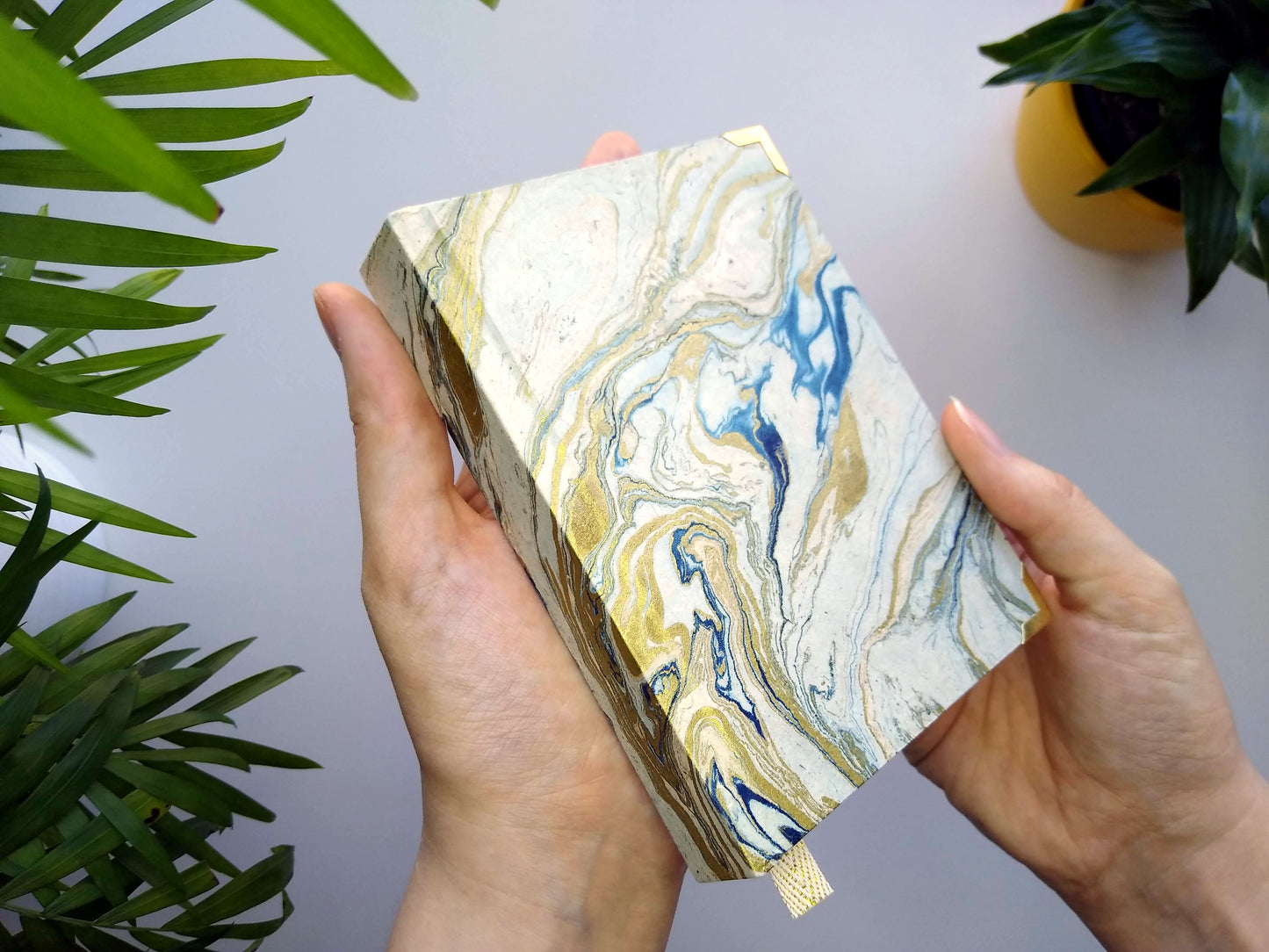 Golden Blue Marble Hard Spine Journal