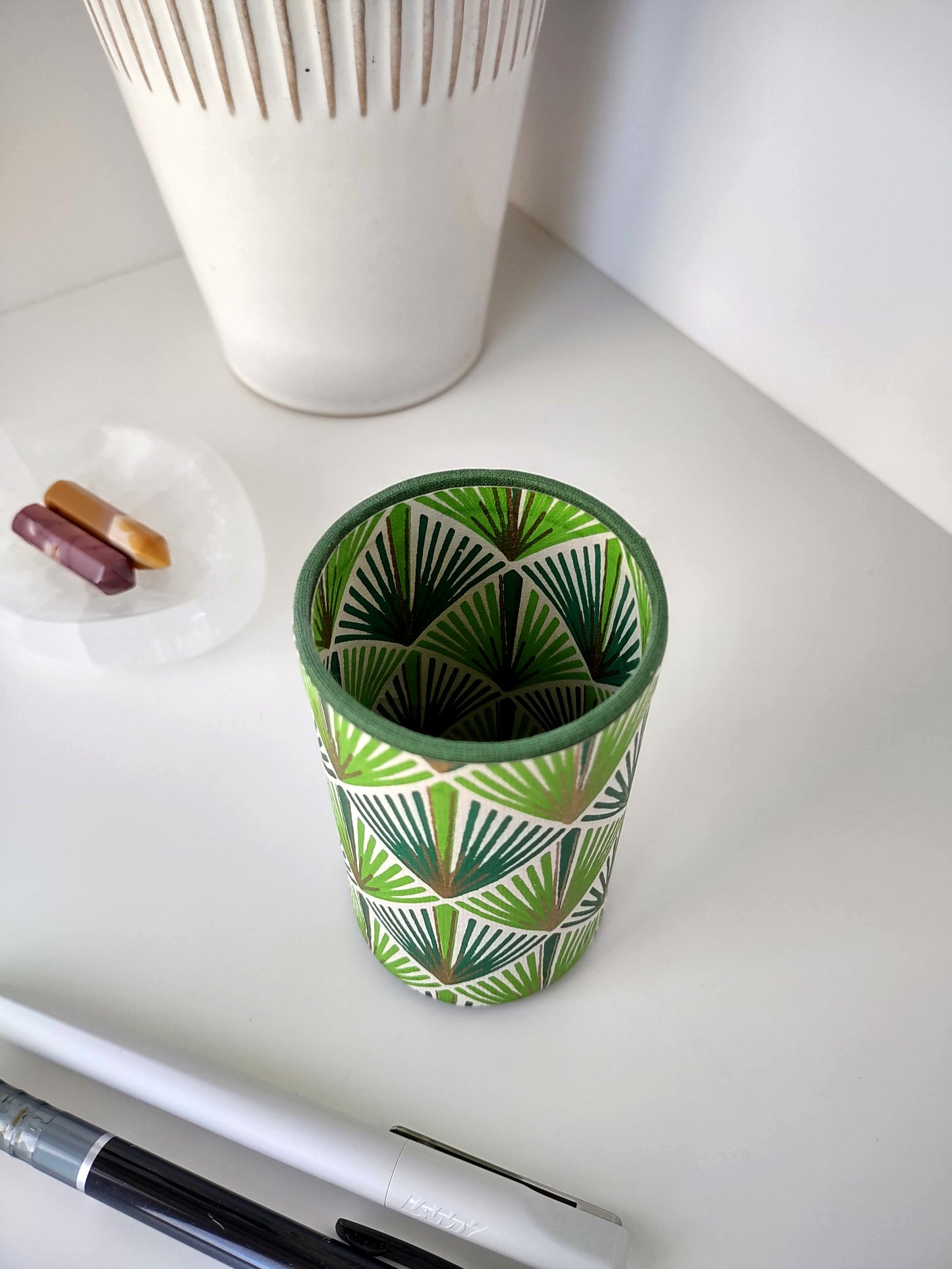 Green Art Deco Pencil Cup