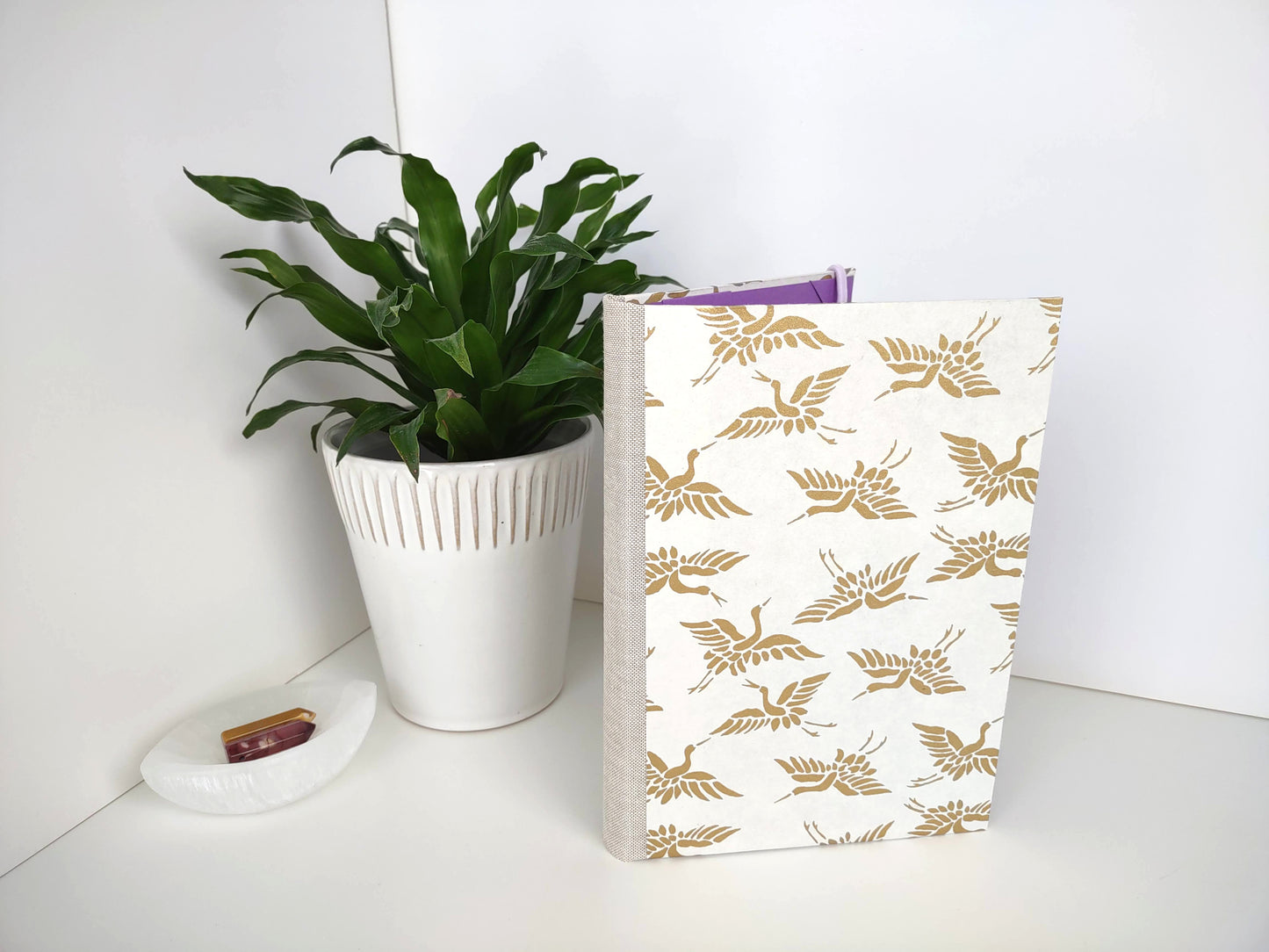 White Crane Reusable Journal with Insert