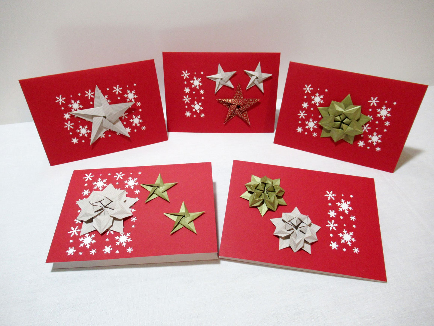 Premium Star and Snow Holiday Cards (Set of 5)