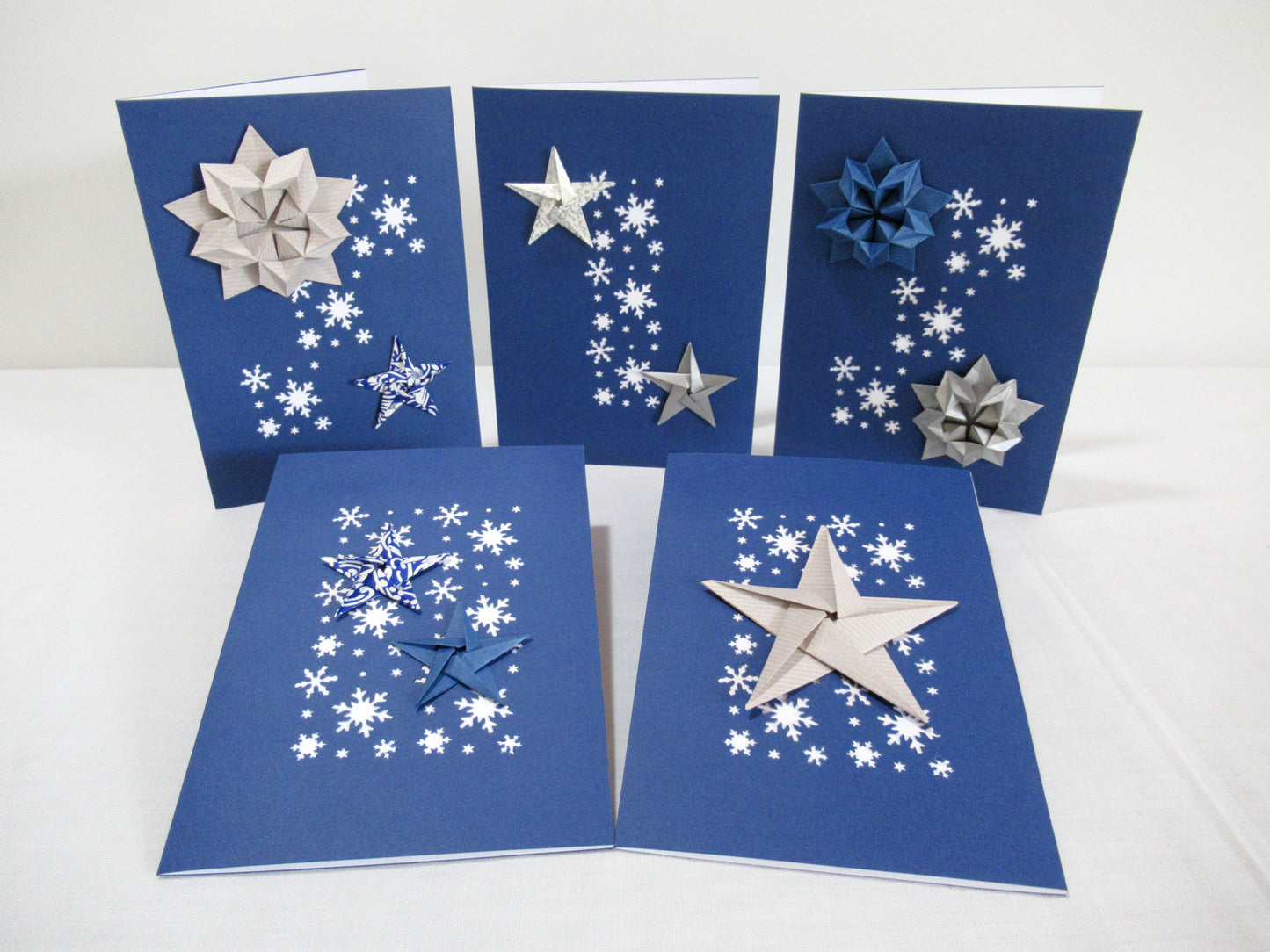 Premium Star and Snow Holiday Cards (Set of 5)