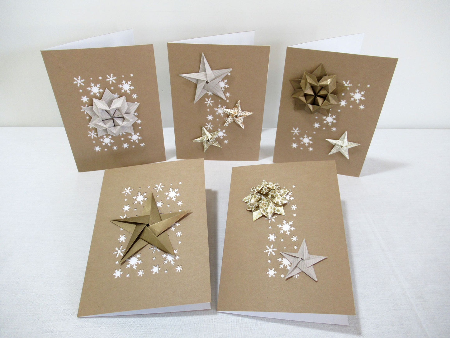 Premium Star and Snow Holiday Cards (Set of 5)