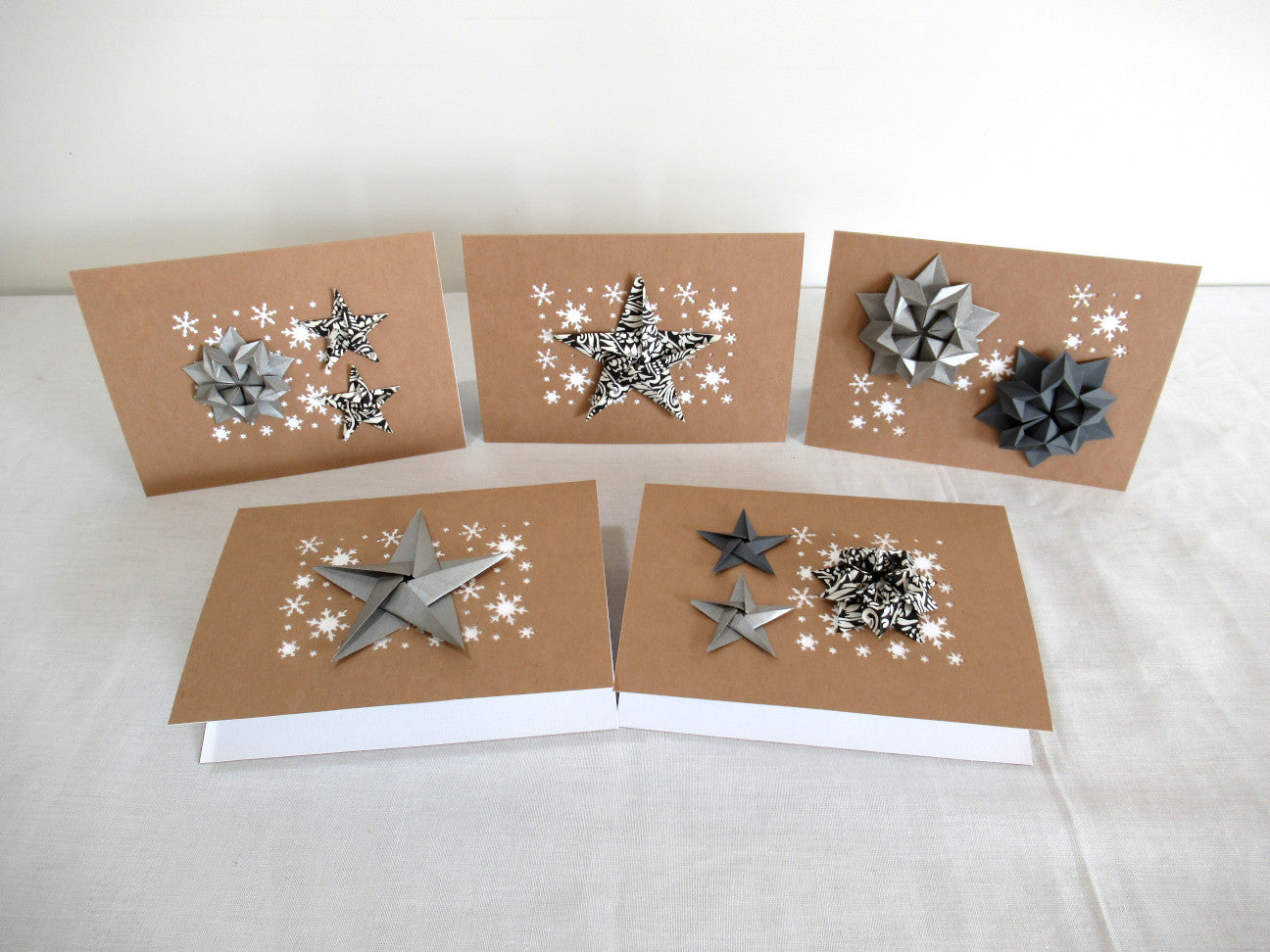 Premium Star and Snow Holiday Cards (Set of 5)