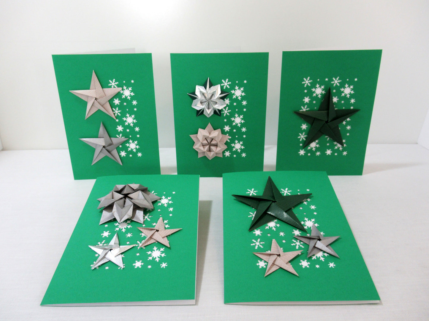 Premium Star and Snow Holiday Cards (Set of 5)
