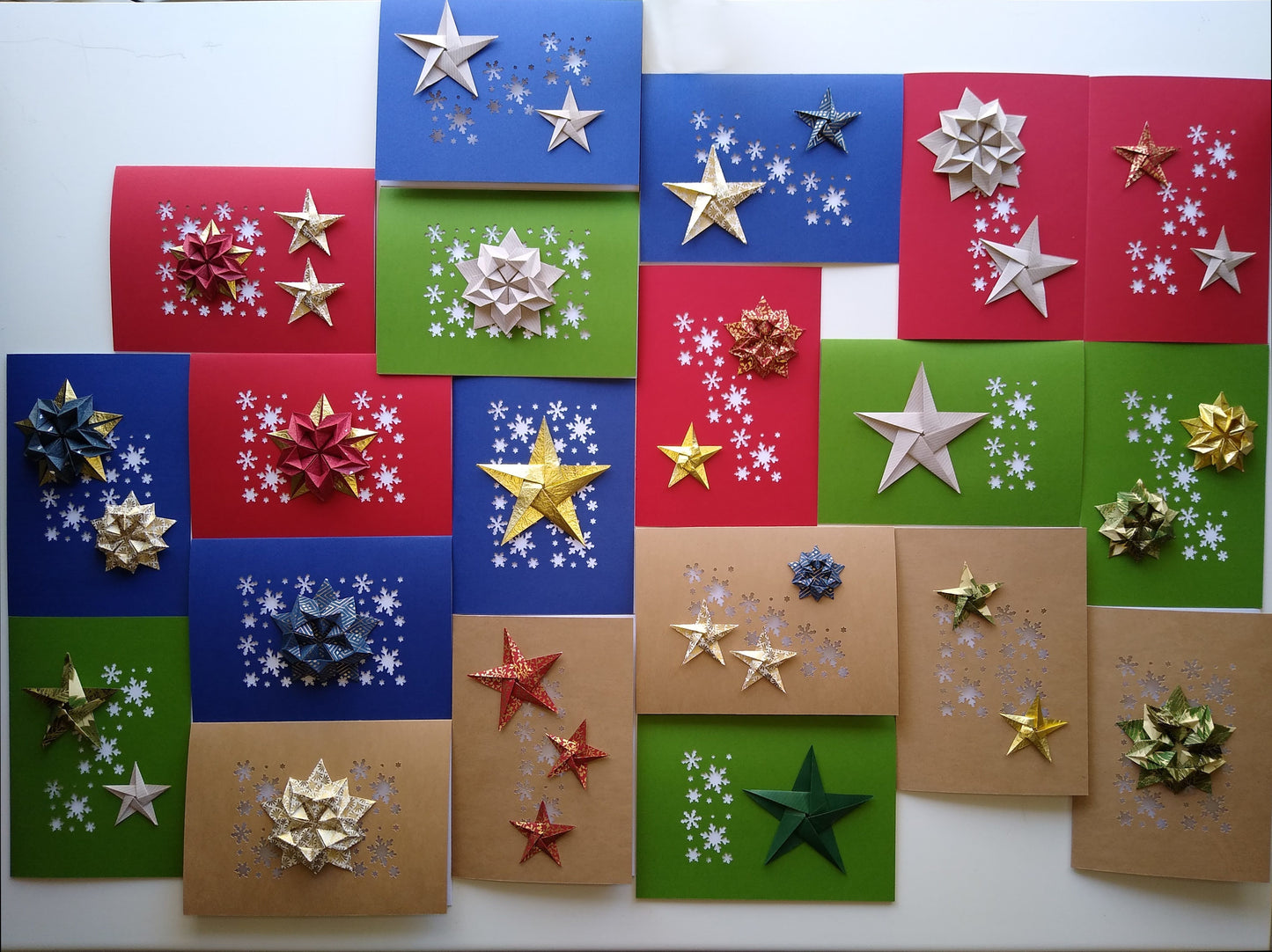 Premium Star and Snow Holiday Cards (Set of 5)