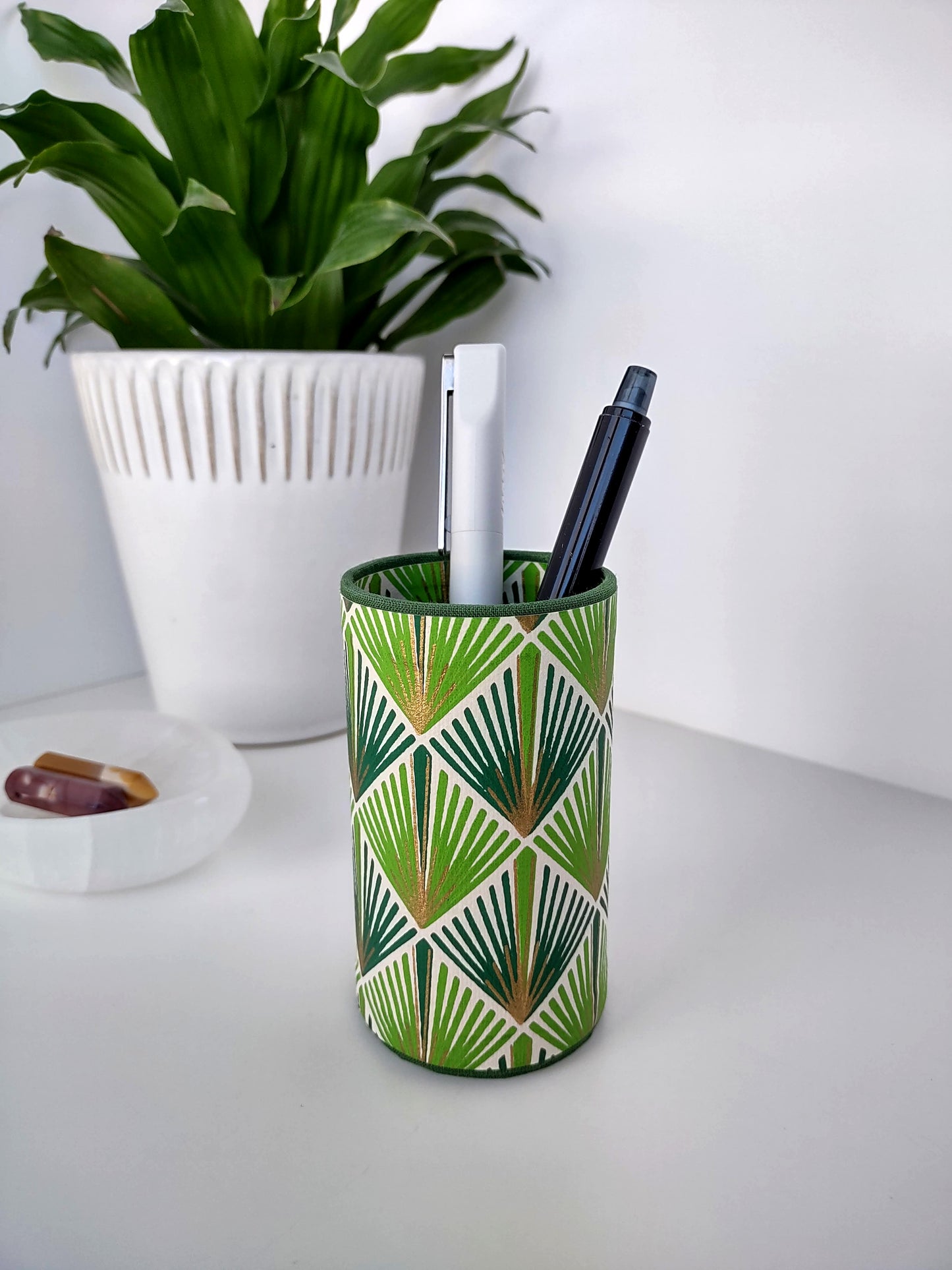 Green Art Deco Pencil Cup